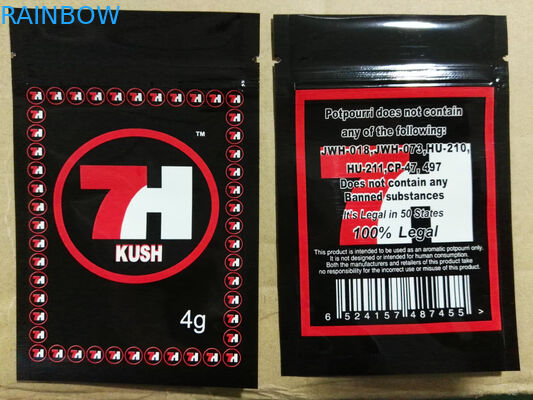 Le label fait sur commande en plastique des sacs 7h de tirette d'aluminium brillant a imprimé pour des capsules de graines de CBD