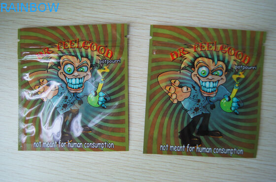 Emballage de fines herbes d'encens de feuille ambre, poche latérale 4g de joint de la sécurité trois