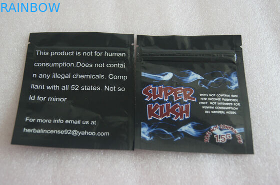 Emballage de fines herbes d'encens de barrière élevée, sacs en plastique matériels de tirette de PE