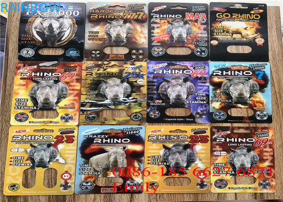 Emballage de carte de boursouflure de marques de distributeur, emballage de boursouflure en plastique de pilule de rhinocéros