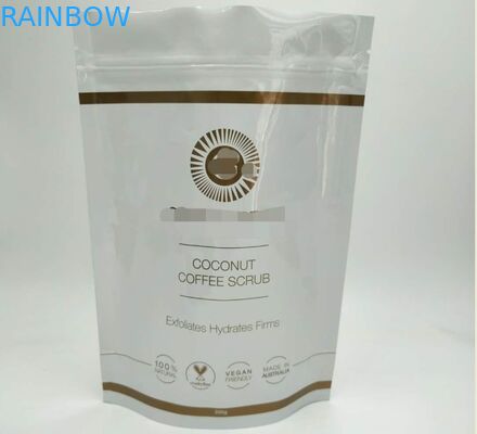 Le sac cosmétique brillant blanc d'emballage, tiennent le sac de papier d'aluminium pour le corps imbibe