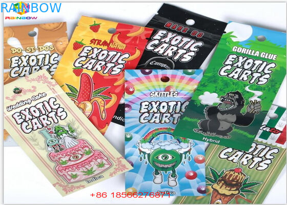 Sacs zip-lock de Mylar d'encens de GV mini d'emballage d'hologramme d'aluminium de cartouche de fines herbes de Vape