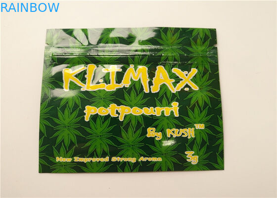 Sacs zip-lock de Mylar d'encens de GV mini d'emballage d'hologramme d'aluminium de cartouche de fines herbes de Vape