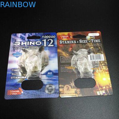 Aucun habillage transparent de mal de tête empaquetant la boîte à cartes sexuelle de paquet du rhinocéros 69 de capsule de pilule