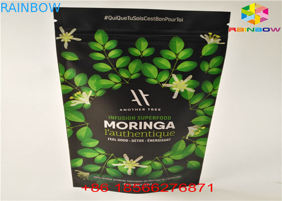 Le thé de Matcha tiennent la poche de tirette le papier d'aluminium que matériel stratifié réutilisent le papier d'emballage