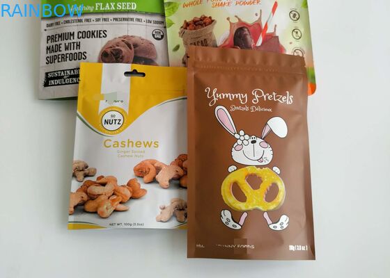 L'emballage alimentaire sec met en sac le dessus en plastique en aluminium de tirette pour des épices de graines de riz de poissons