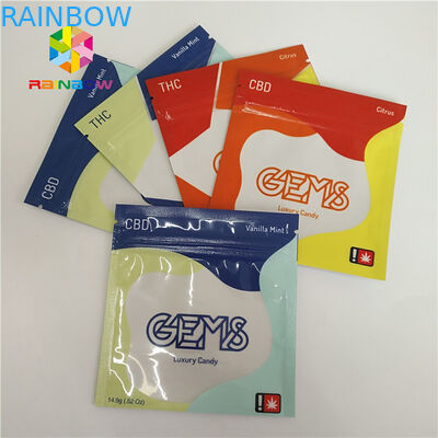 Le côté trois scellé a imprimé l'emballage gommeux de sucrerie de sachets en plastique adapté aux besoins du client avec le zip-lock