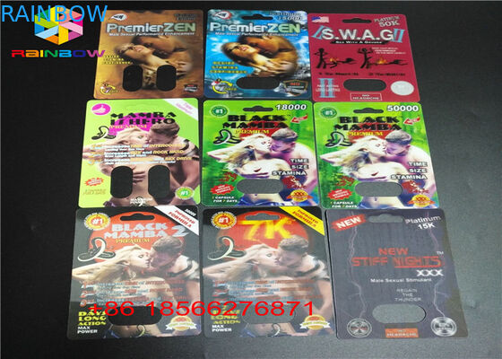 Carte de boursouflure de pilule de sexe empaquetant la boîte de papier de capsule de boîte de la présentation 3D avec le double trou