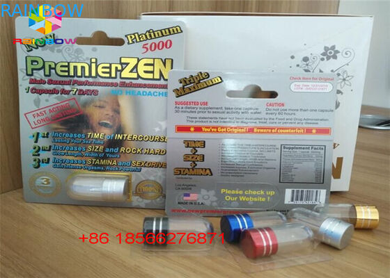 Carte de boursouflure de pilule de sexe empaquetant la boîte de papier de capsule de boîte de la présentation 3D avec le double trou