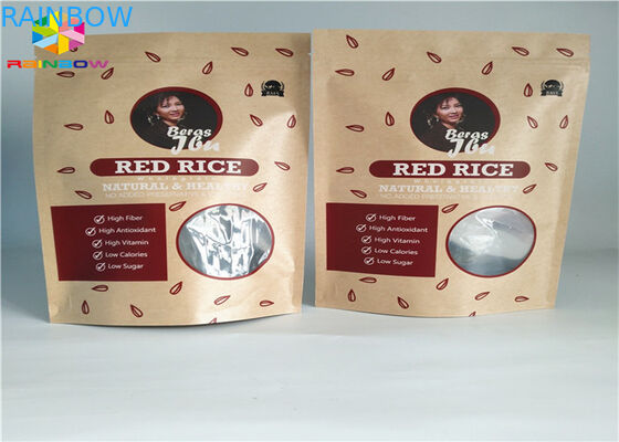 La coutume zip-lock a imprimé des sacs en papier que la nourriture tiennent le papier de Brown emballage de poche avec la fenêtre