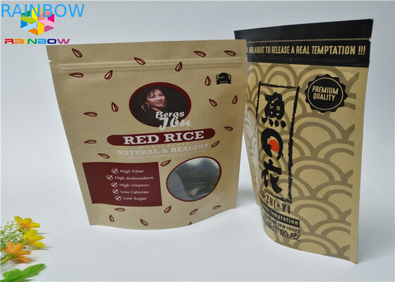 La coutume zip-lock a imprimé des sacs en papier que la nourriture tiennent le papier de Brown emballage de poche avec la fenêtre