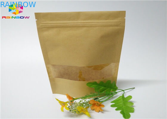 La coutume zip-lock a imprimé des sacs en papier que la nourriture tiennent le papier de Brown emballage de poche avec la fenêtre