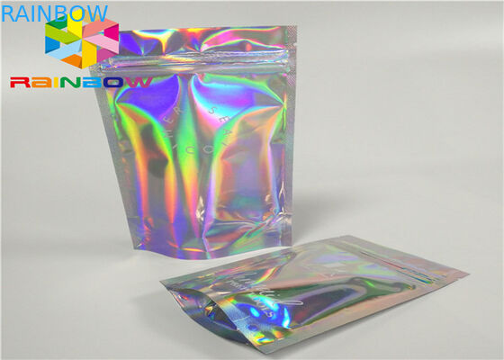 La poche d'aluminium de laser Mylar avec le côté clair pour l'emballage cosmétique d'aluminium d'hologramme d'emballage de poudre de scintillement de vernis à ongles met en sac