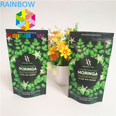 Tenez les sachets en matière plastique zip-lock empaquetant le sachet à thé vert rayé de poudre de Matcha de papier d'aluminium