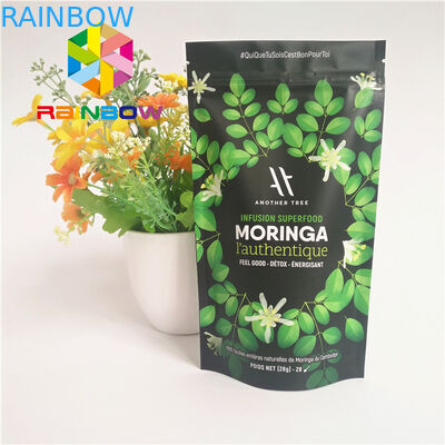 Tenez les sachets en matière plastique zip-lock empaquetant le sachet à thé vert rayé de poudre de Matcha de papier d'aluminium