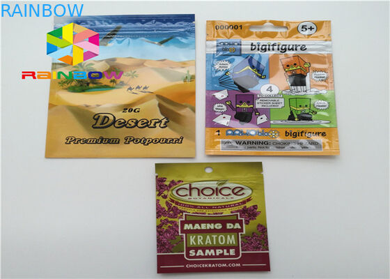 Sachets en matière plastique effet brillant/mat empaquetant le joint trois latéral pour l'encens de fines herbes