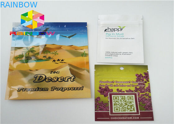 Sachets en matière plastique de sac de fines herbes d'encens empaquetant la serrure de tirette de pilules d'énergie de poche de Kratom