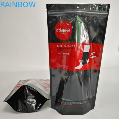 Sous-vêtements de fenêtre imprimés par zip-lock de sachets en plastique clairement empaquetant le paquet noir de Doy pour des chaussettes