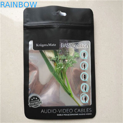 Serrure noire mate de tirette de câble d'emballage de cas de téléphone de poche de papier aluminium avec la fenêtre claire