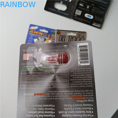 la coutume d'emballage de habillage transparent de la carte 3D a imprimé le paquet de pilule de sexe de Jaguar 30000 du rhinocéros 7 de carte de papier