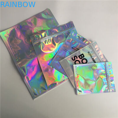 Poche auto-adhésive d'aluminium empaquetant le sac iridescent olographe d'autocollant métallique de label pour le scintillement/miroitement comestibles