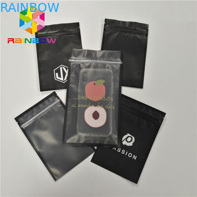 La coutume a imprimé le sachet en plastique latéral du joint trois pour l'emballage de Shell de téléphone avec l'avant de tirette et d'espace libre