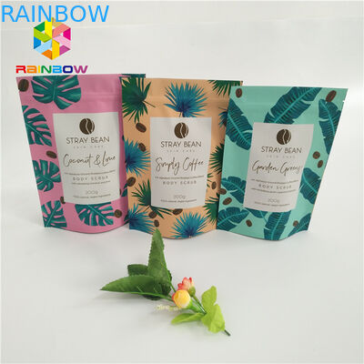 les sacs de café stratifiés par tirette palstic tout simplement blancs tiennent la poche avec les entailles zip-lock de larme empaquetant pour 500g 1kg 3kg