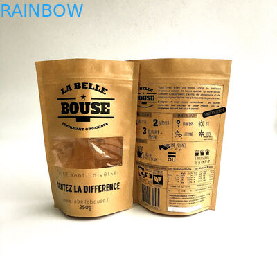 La serrure naturelle adaptée aux besoins du client recyclable de fermeture éclair de sacs en papier tiennent la poche avec la fenêtre