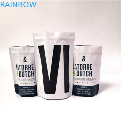 Les sachets en matière plastique mats de sac de café blanc empaquetant le papier d'aluminium guérissent la poche de joint