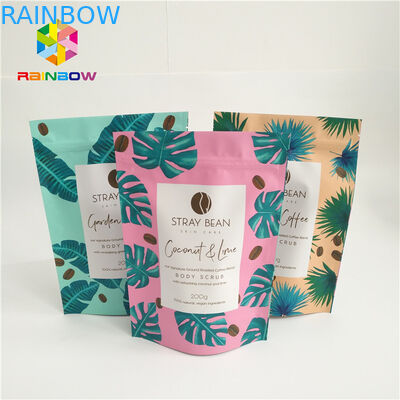 Le papier d'aluminium tiennent les poches de café, sacs zip-lock en plastique avec des entailles de larme