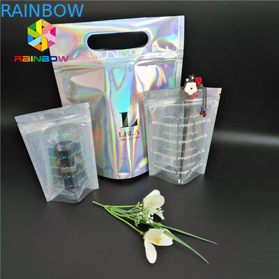 Couleur cosmétique du sac CMYK d'emballage d'hologramme de tirette en plastique de Mylar avec la fenêtre claire