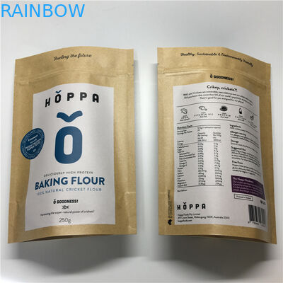 Zip-lock de papier aluminium de sacs en papier imprimé par coutume réutilisable pour l'emballage de farine de nourriture
