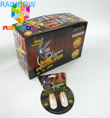 Carte de papier des pilules Burro2 60000 faits sur commande brillants d'amélioration de sexe d'emballage de carte de boursouflure