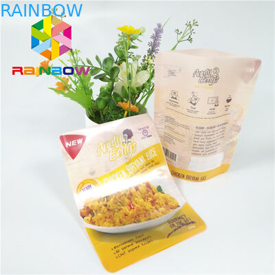 Les sachets en matière plastique de tirette empaquetant la cornue imprimée de sauce à nourriture de vide tiennent le sac