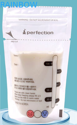 Sachets en matière plastique réutilisables empaquetant le stockage préstérilisé fait sur commande de lait maternel de bébé