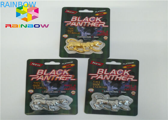 Habillage transparent masculin de pilules d'amélioration empaquetant la carte de boursouflure du rhinocéros 3D pour le paquet de capsules