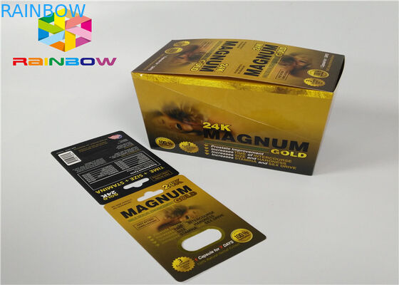 Habillage transparent masculin de pilules d'amélioration empaquetant la carte de boursouflure du rhinocéros 3D pour le paquet de capsules