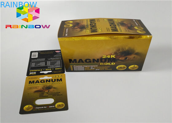 Habillage transparent masculin de pilules d'amélioration empaquetant la carte de boursouflure du rhinocéros 3D pour le paquet de capsules