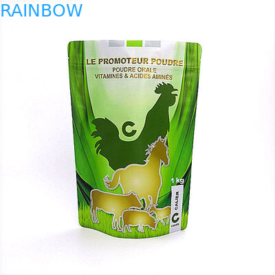 Sachets en matière plastique étanches à l'humidité empaquetant le papier d'aluminium Doypack de joint de poignée de sac de fourrage