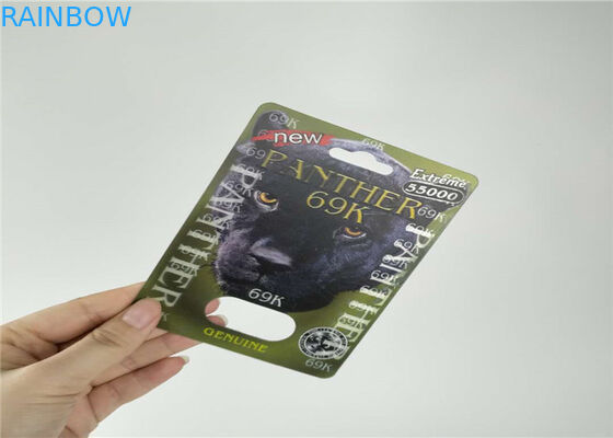 Carte de boursouflure de capsule de pilule de rhinocéros empaquetant durée de vie de rupture de bouteille de pilule 3D non la longue