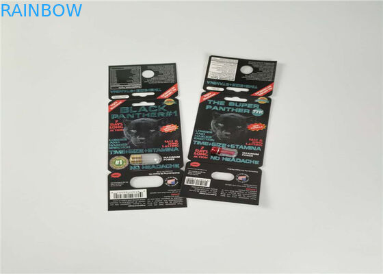 Carte en plastique matérielle de pilule de sexe de papier d'emballage de boursouflure d'ANIMAL FAMILIER de pp avec la balle de conteneur de rhinocéros d'or