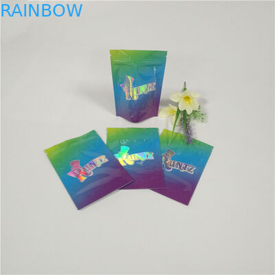 Les plaisanteries faites sur commande de sacs d'emballage de poche d'aluminium de mauvaise herbe de Runtz Mylar marquent des paquets durables