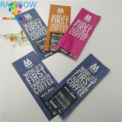 Sac de café de finition mat de gousset de côté d'emballage de poche d'aluminium de joint de quadruple avec la valve