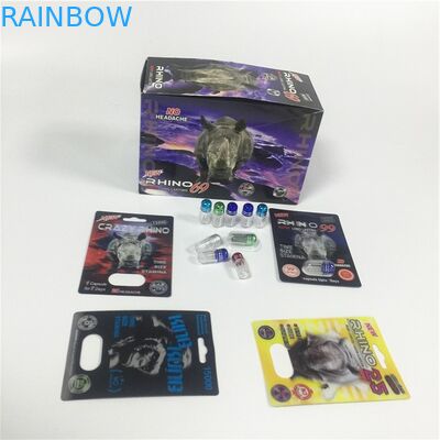 Balle de conteneur de rhinocéros d'or d'emballage de carte de boursouflure de papier de cartouche avec la couverture en plastique