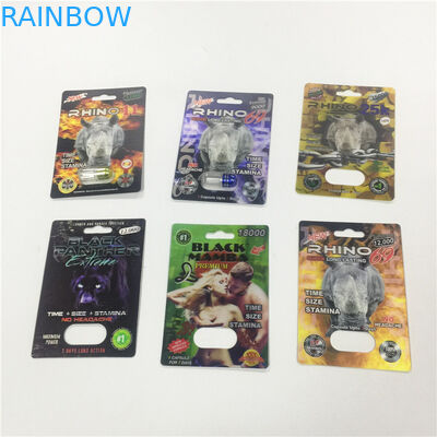 Balle de conteneur de rhinocéros d'or d'emballage de carte de boursouflure de papier de cartouche avec la couverture en plastique