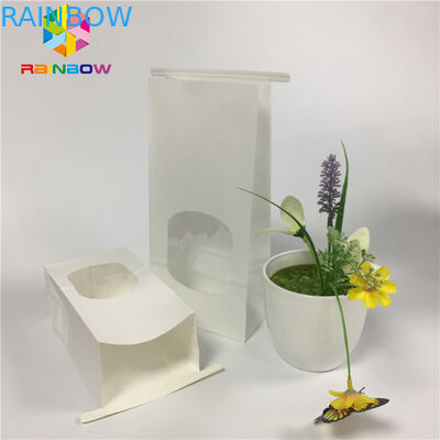 Sac sulfurisé de casse-croûte empaquetant le sac simple de fenêtre d'espace libre de livre blanc avec le lien de bidon