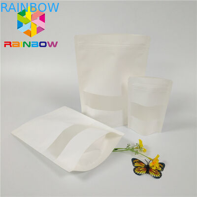 Les sachets en matière plastique blancs de Matt empaquetant la poly serrure de fermeture éclair de Doypack tiennent la fenêtre de rectangle de poche