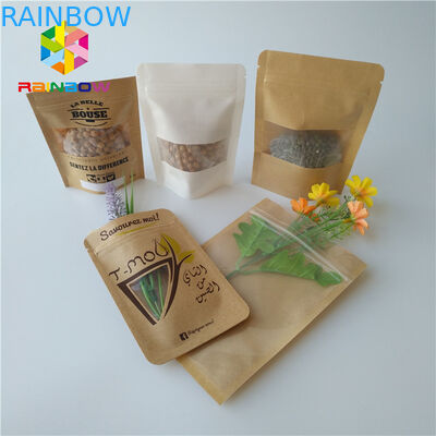 Les sachets en matière plastique blancs de Matt empaquetant la poly serrure de fermeture éclair de Doypack tiennent la fenêtre de rectangle de poche