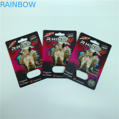 Glissez les sacs masculins d'emballage de carte des pilules 3D d'amélioration de carte de notice explicative de habillage transparent