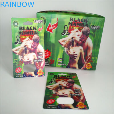 Glissez les sacs masculins d'emballage de carte des pilules 3D d'amélioration de carte de notice explicative de habillage transparent